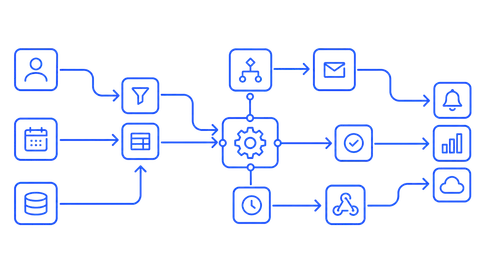 Icona di un workflow di automazione con nodi collegati