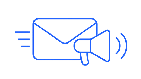 Icona di una email con megafono