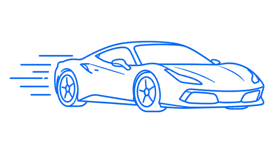 Auto sportiva che sfreccia, simbolo di velocità e innovazione